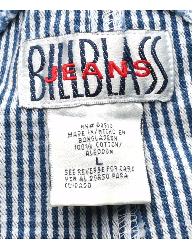 Bill Blass 1990s Blue & White Gingham Dungarees - W36 L5
