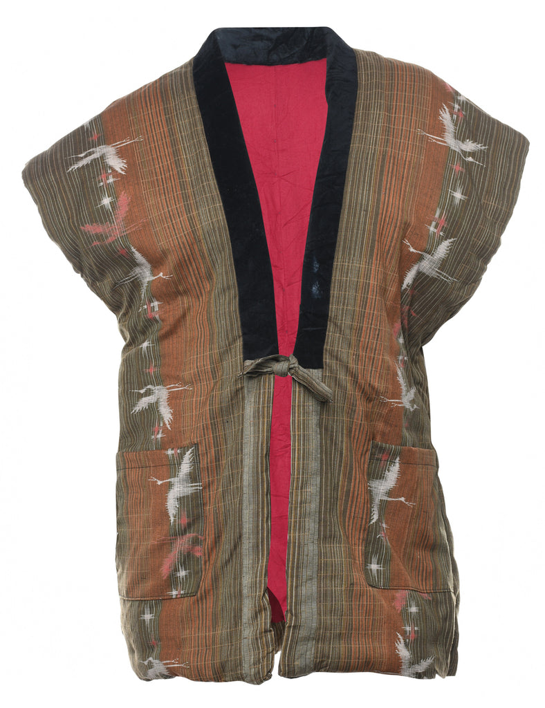 Bird Design Cropped Kimono - M