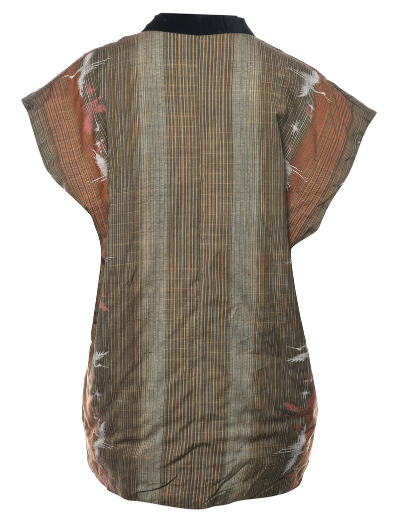 Bird Design Cropped Kimono - M