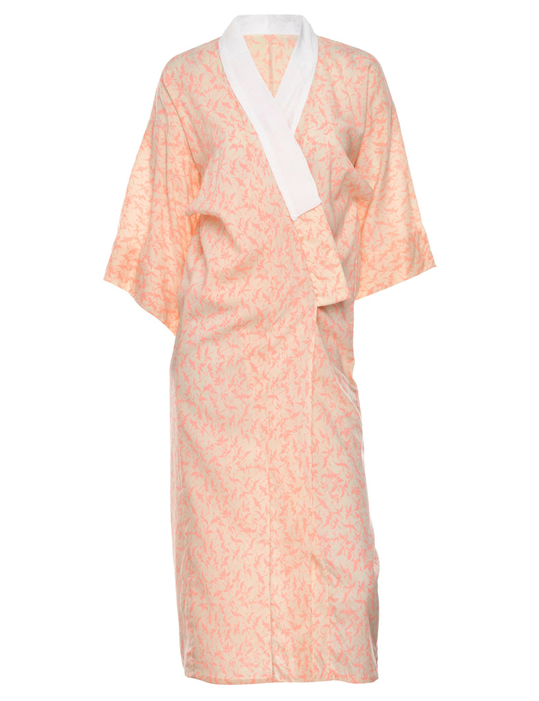 Bird Print Full Length Kimono - L