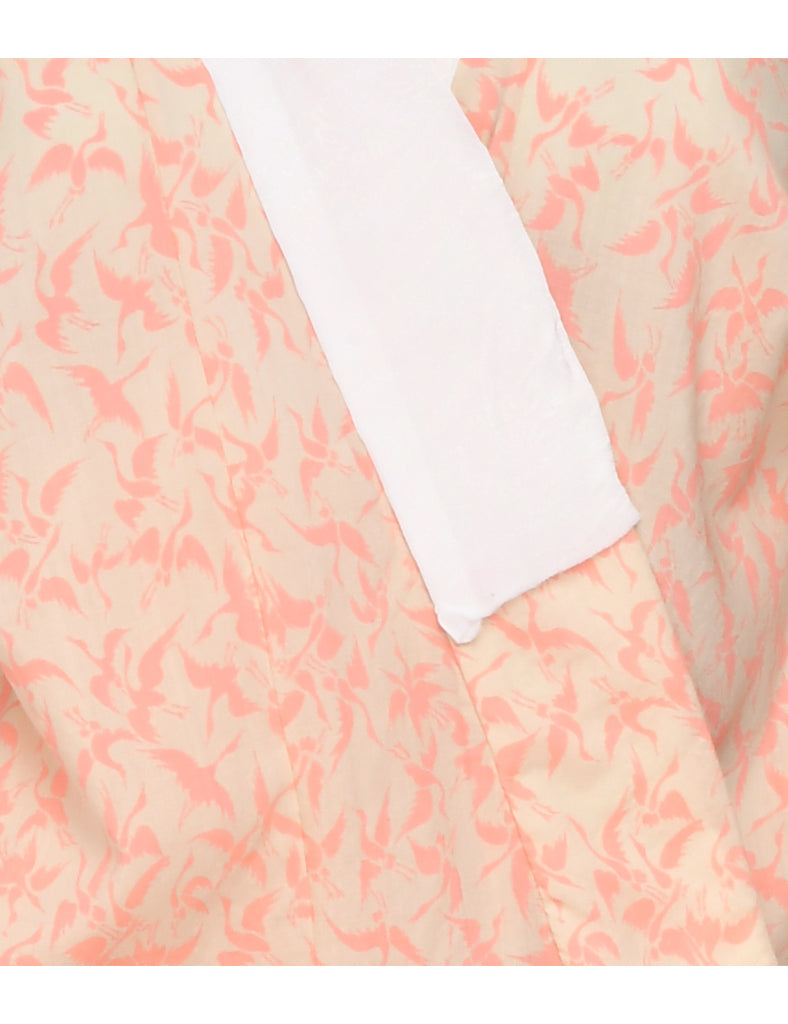 Bird Print Full Length Kimono - L