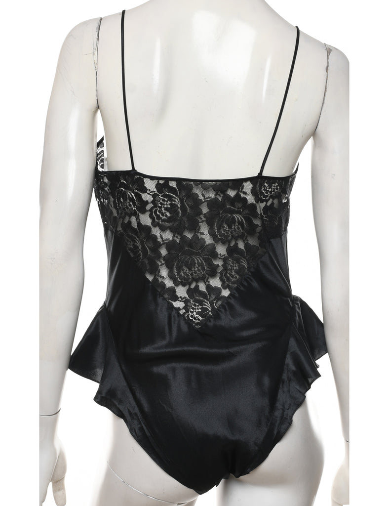 Black 1990s Lace Bodysuit - L
