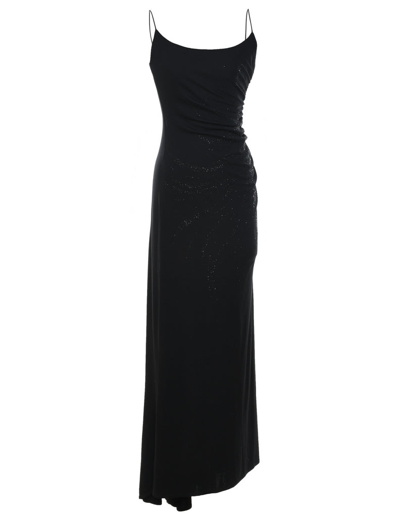 Black Backless 1990s Strappy Evening Dress - M