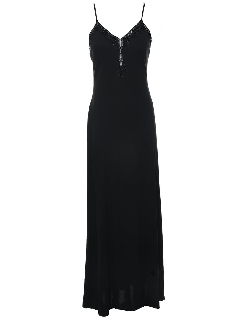 Black Beaded Evening Dress - S