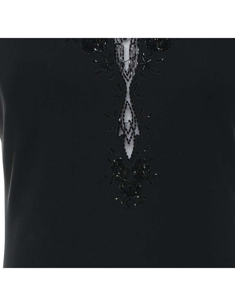 Black Beaded Evening Dress - S