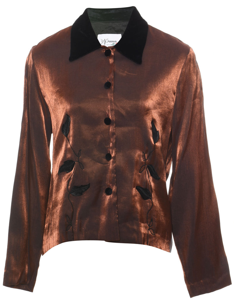 Black & Bronze Metallic 1990s Evening Jacket  - L