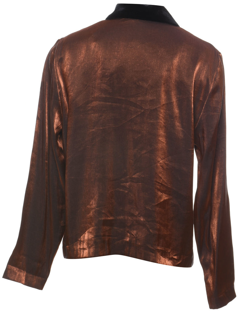Black & Bronze Metallic 1990s Evening Jacket  - L
