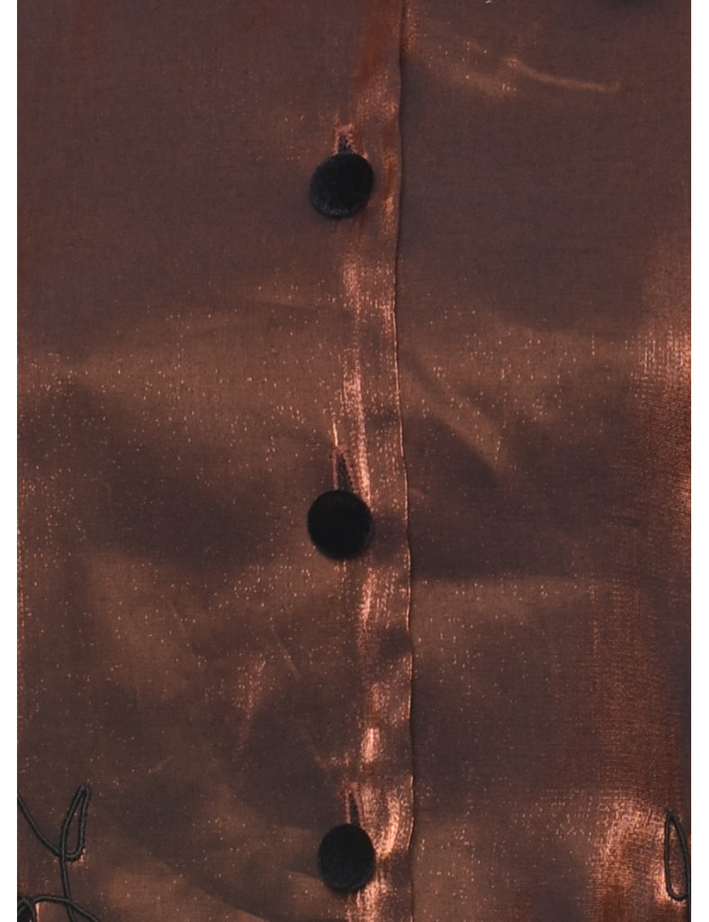Black & Bronze Metallic 1990s Evening Jacket  - L