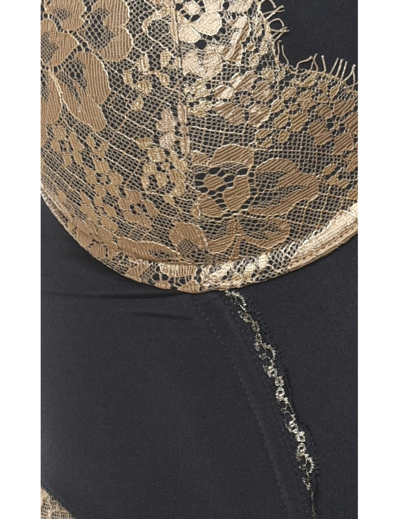 Black & Brown Lace Corset - S