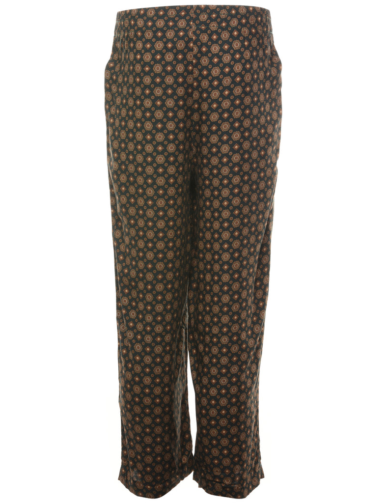 Black & Brown Patterned Printed Trousers - W24 L26