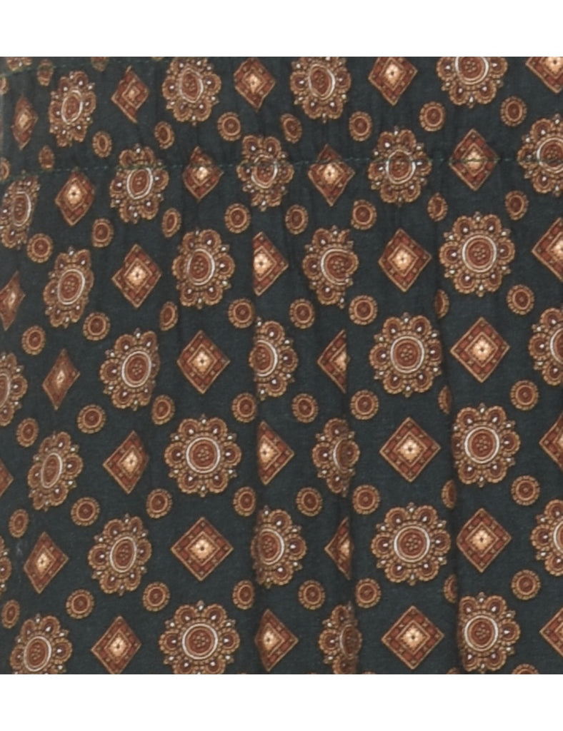 Black & Brown Patterned Printed Trousers - W24 L26
