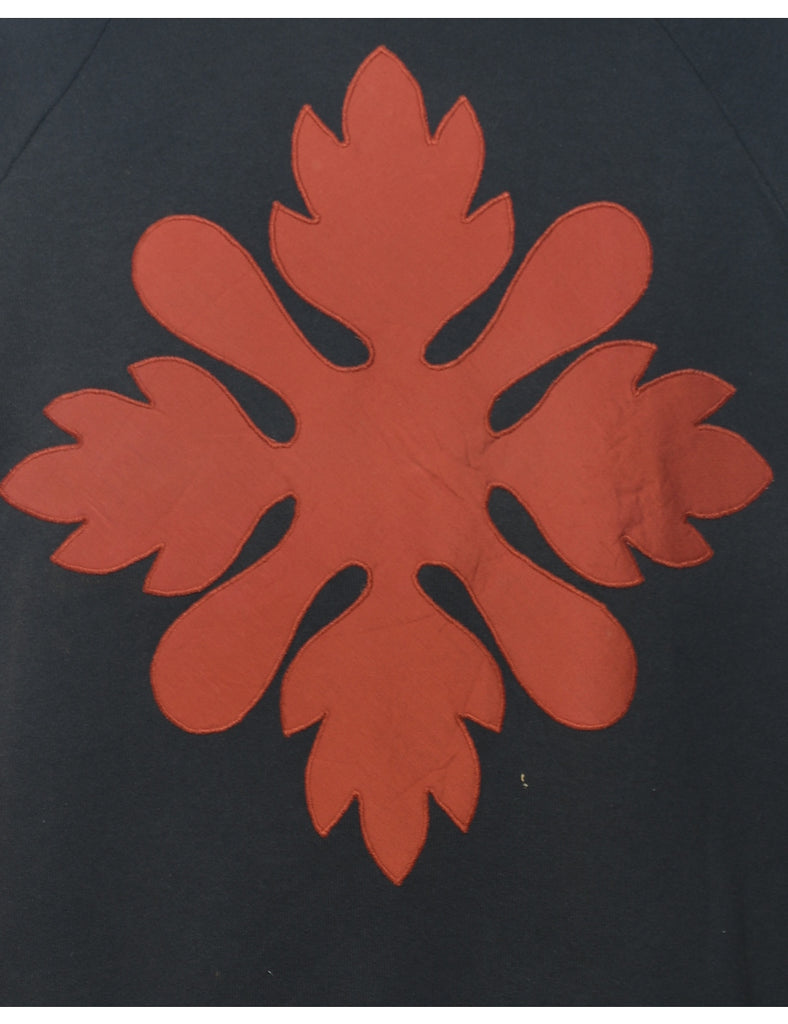 Black & Burnt Orange Embroidered Sweatshirt - L