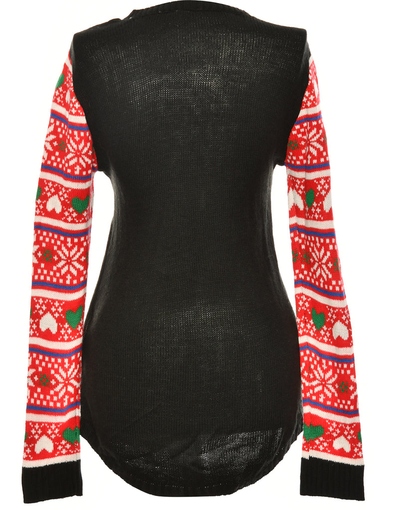 Black Cat Christmas Jumper - L