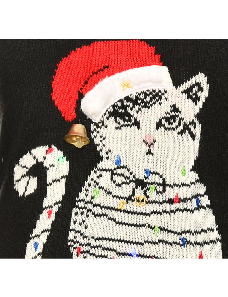 Black Cat Christmas Jumper - L