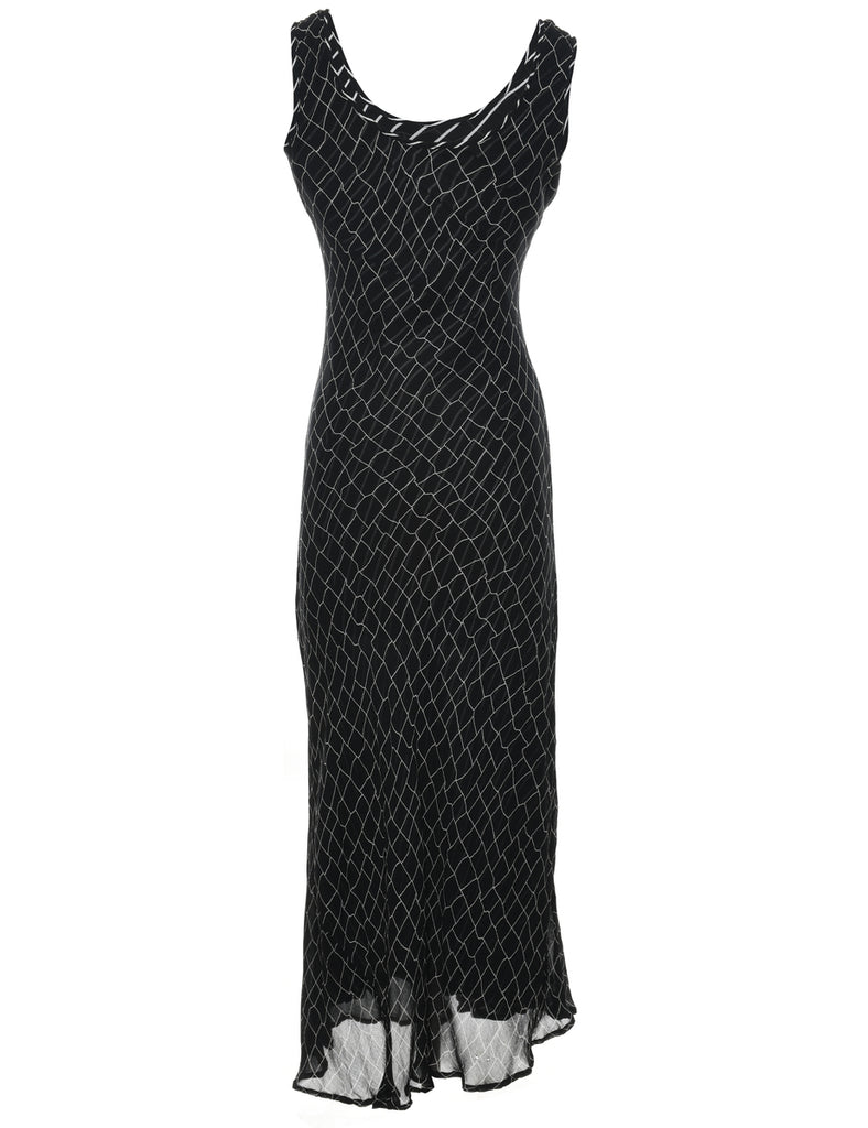 Black Checked Maxi Dress - S