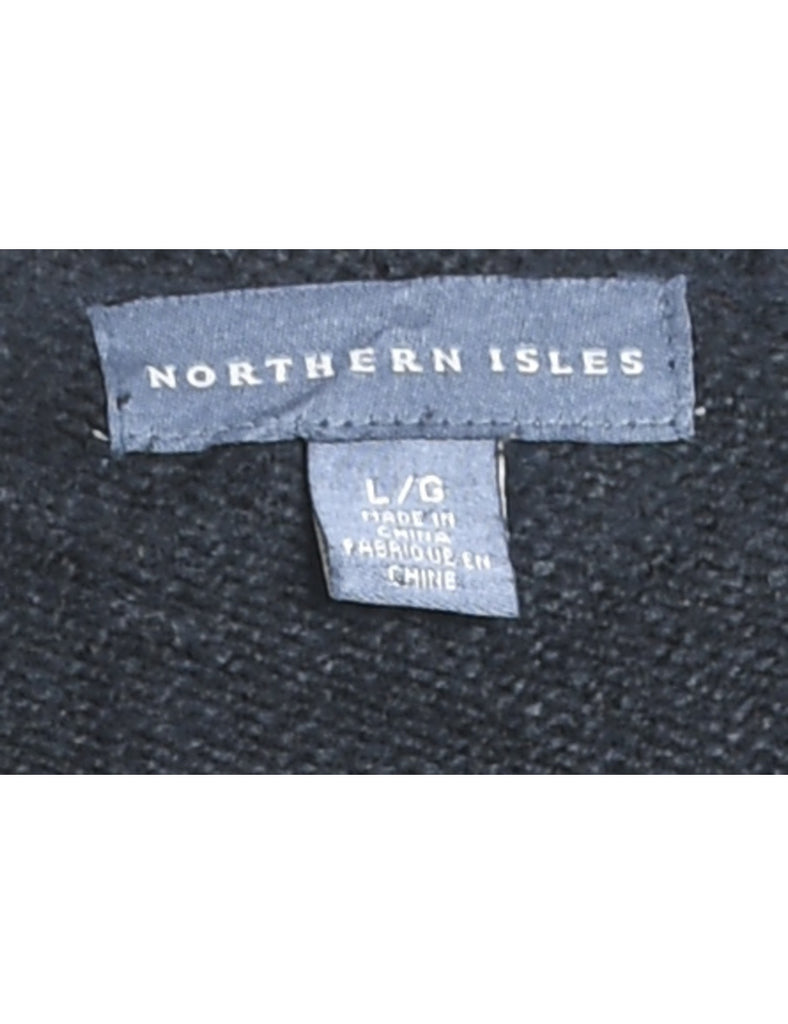 Black Christmas Tree Design Cardigan - L