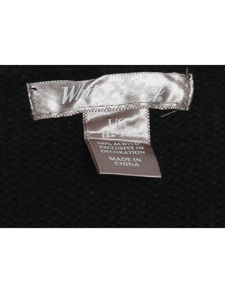 Black Christmas Tree Design Jumper - L