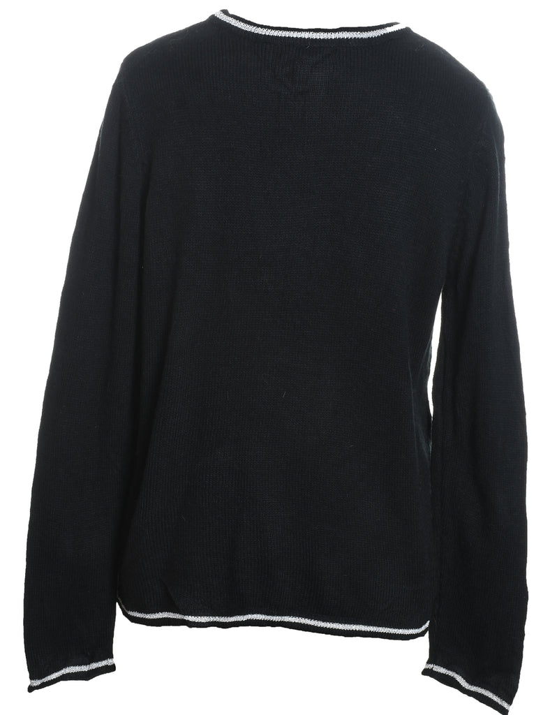 Black Christmas Tree Design Knit Vest - L