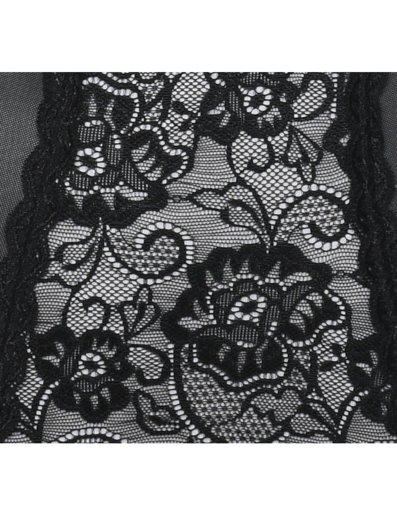 Black Classic Lace Boned Slip - M