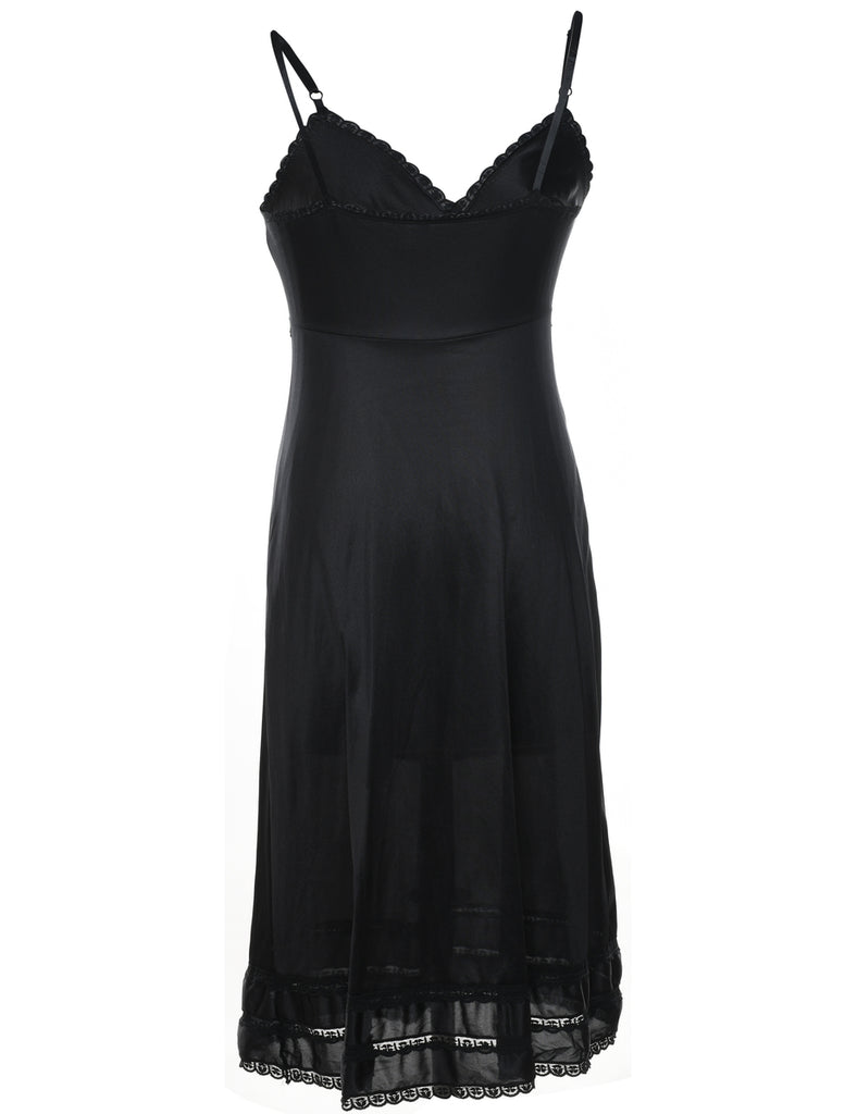 Black Classic Lace Trim Slip - M