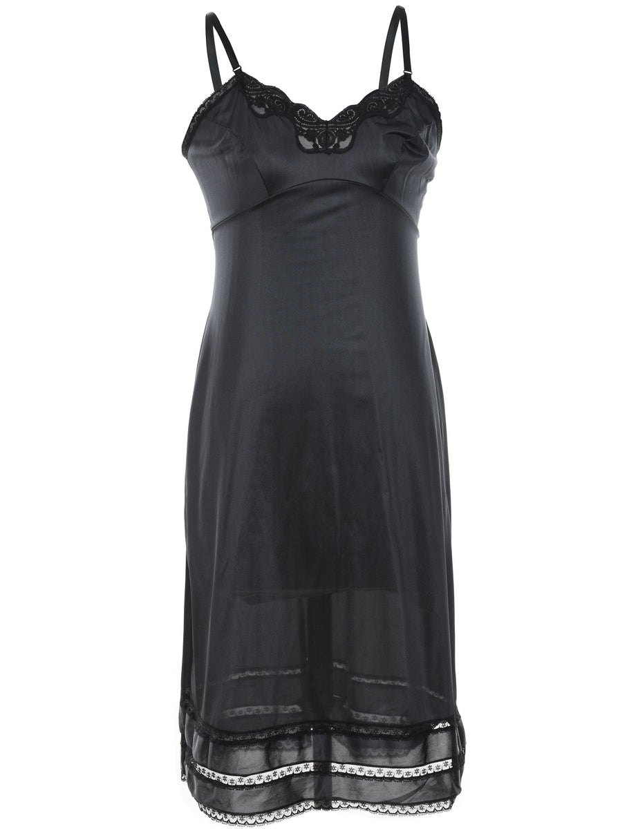 Women's Black Classic Lace Trim Slip Dress Black, M | Beyond Retro Women's Black Classic Lace Trim Slip Dress Black, M | Beyond Retro