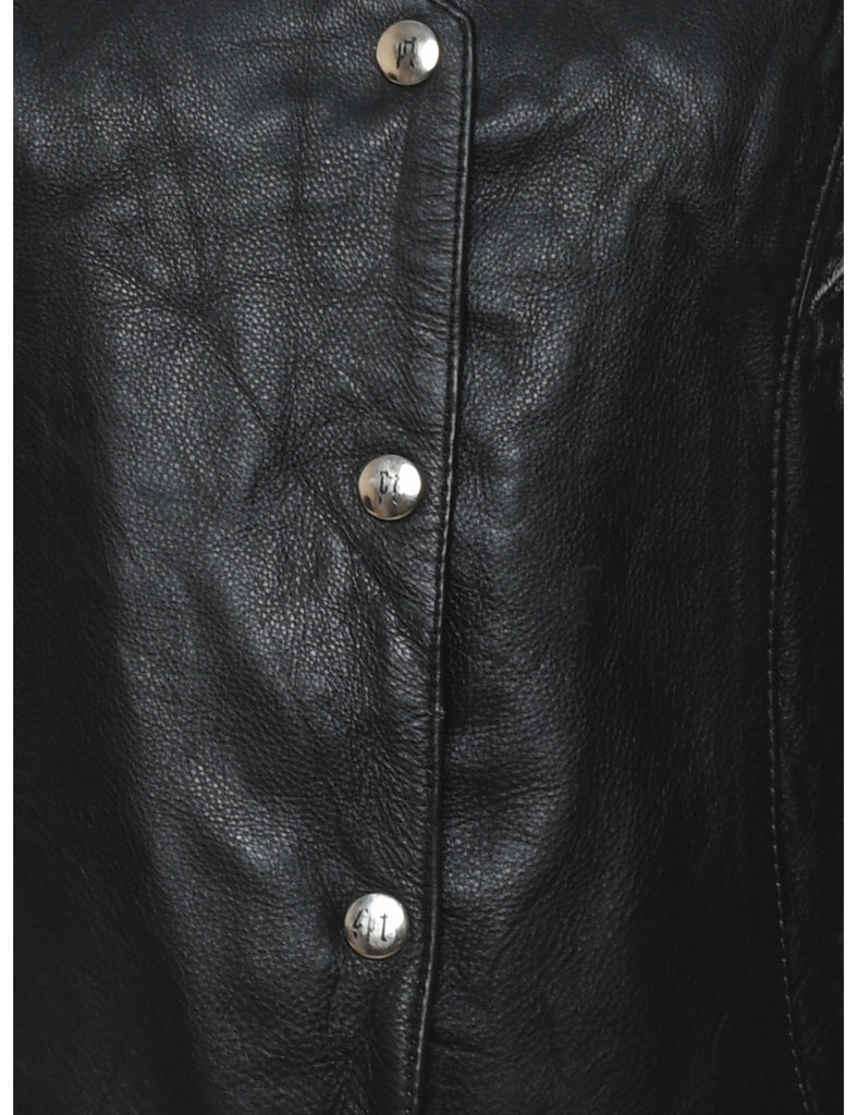 Black Classic Leather Waistcoat - S