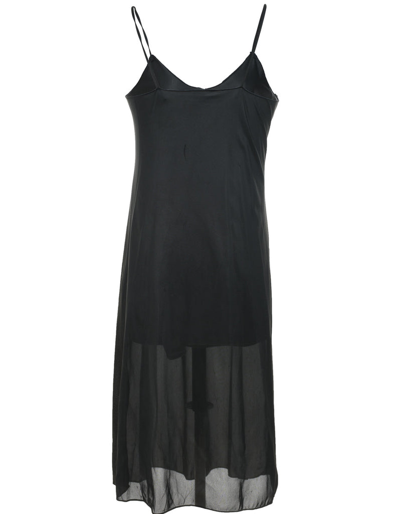Black Classic Strappy Slip Dress - L