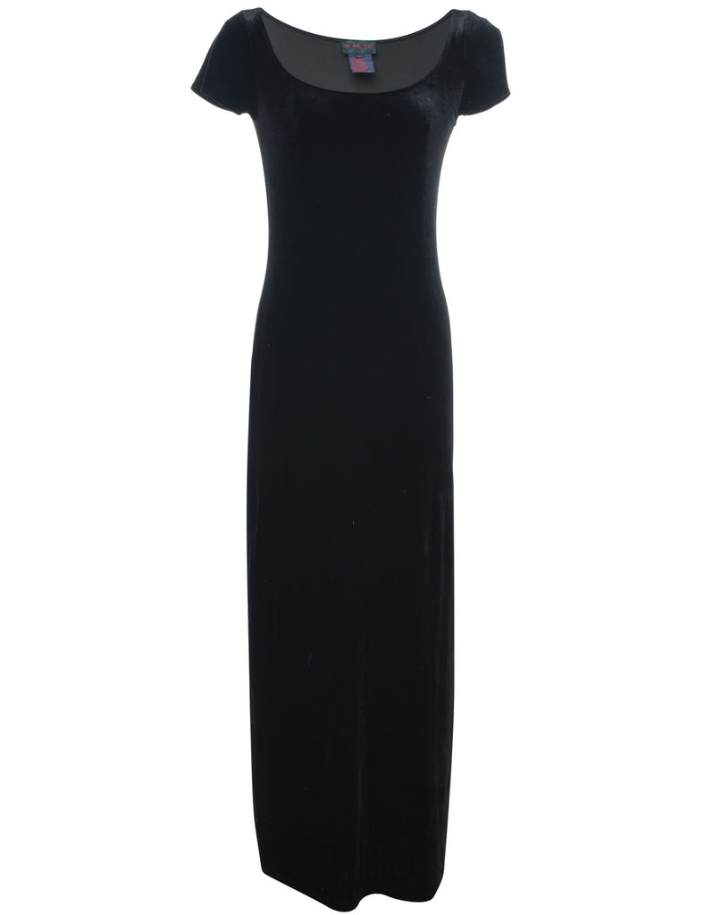 Black Classic Velvet Evening Dress - XS