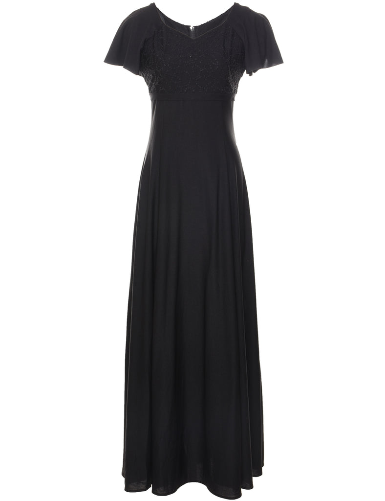 Black Classic Vintage Maxi Evening Dress - M