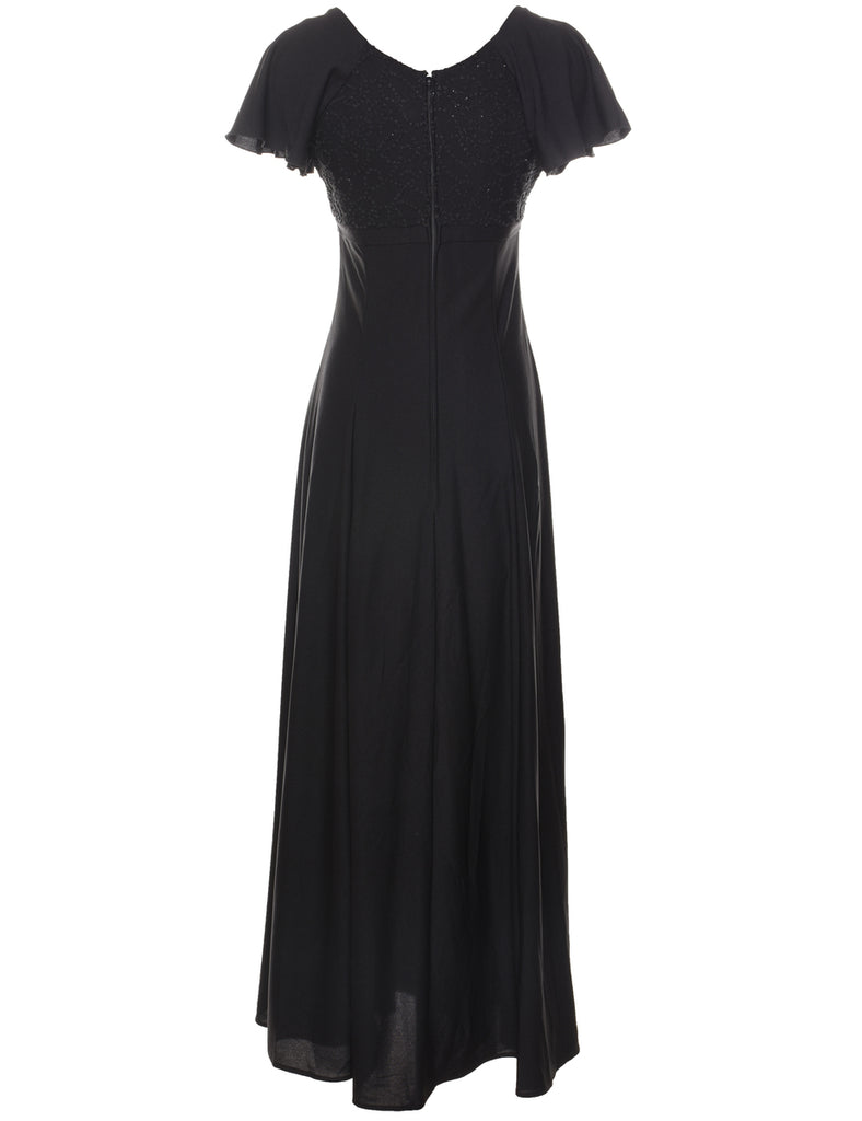 Black Classic Vintage Maxi Evening Dress - M