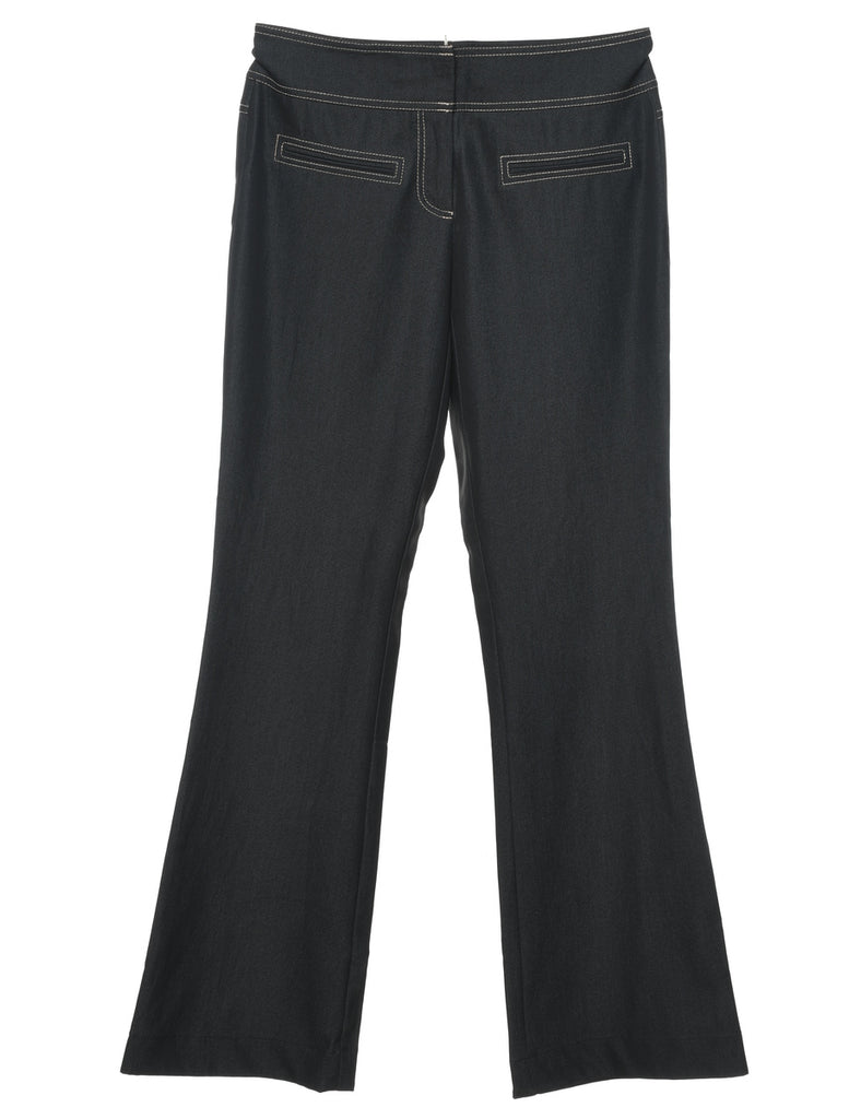 Black Contrast Stitch Flared Trousers - W31 L32