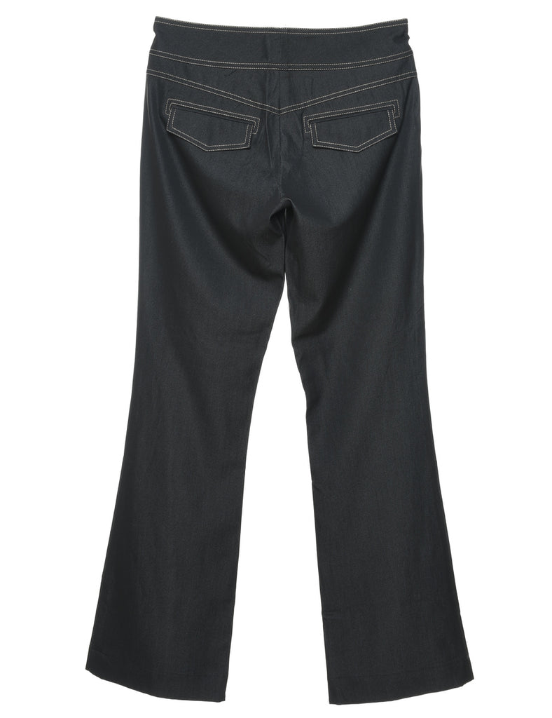 Black Contrast Stitch Flared Trousers - W31 L32