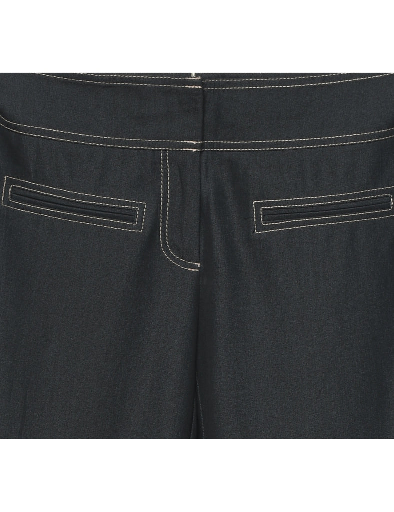 Black Contrast Stitch Flared Trousers - W31 L32