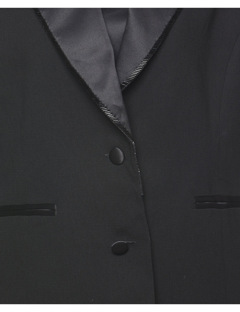 Black Contrast Trim Blazer  - M