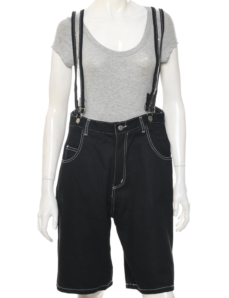 Black Cropped Dungarees - W36 L11