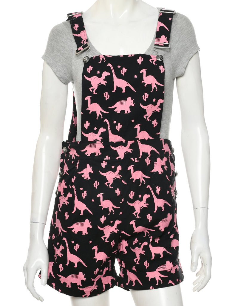 Black Cropped Dungarees - W32 L33