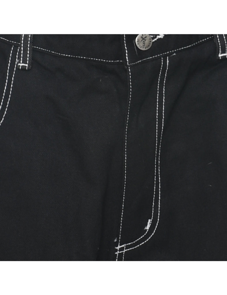 Black Cropped Dungarees - W36 L11