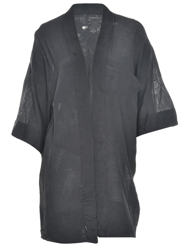 Black Cropped Kimono - L