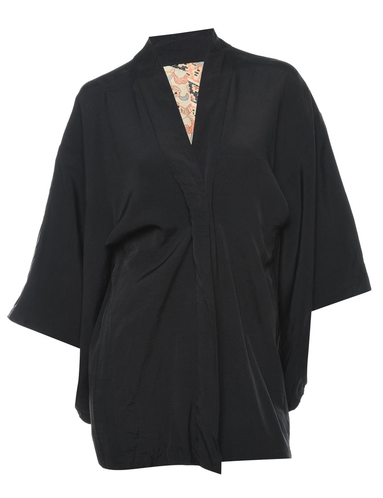 Black Cropped Kimono - L