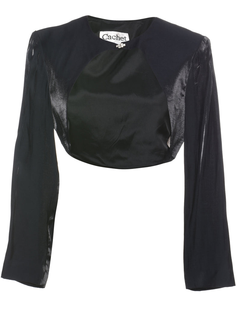 Black Cropped Metallic Jacket  - L