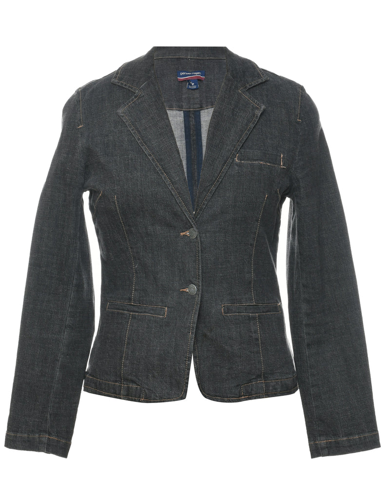 Black Denim Blazer Jacket - S