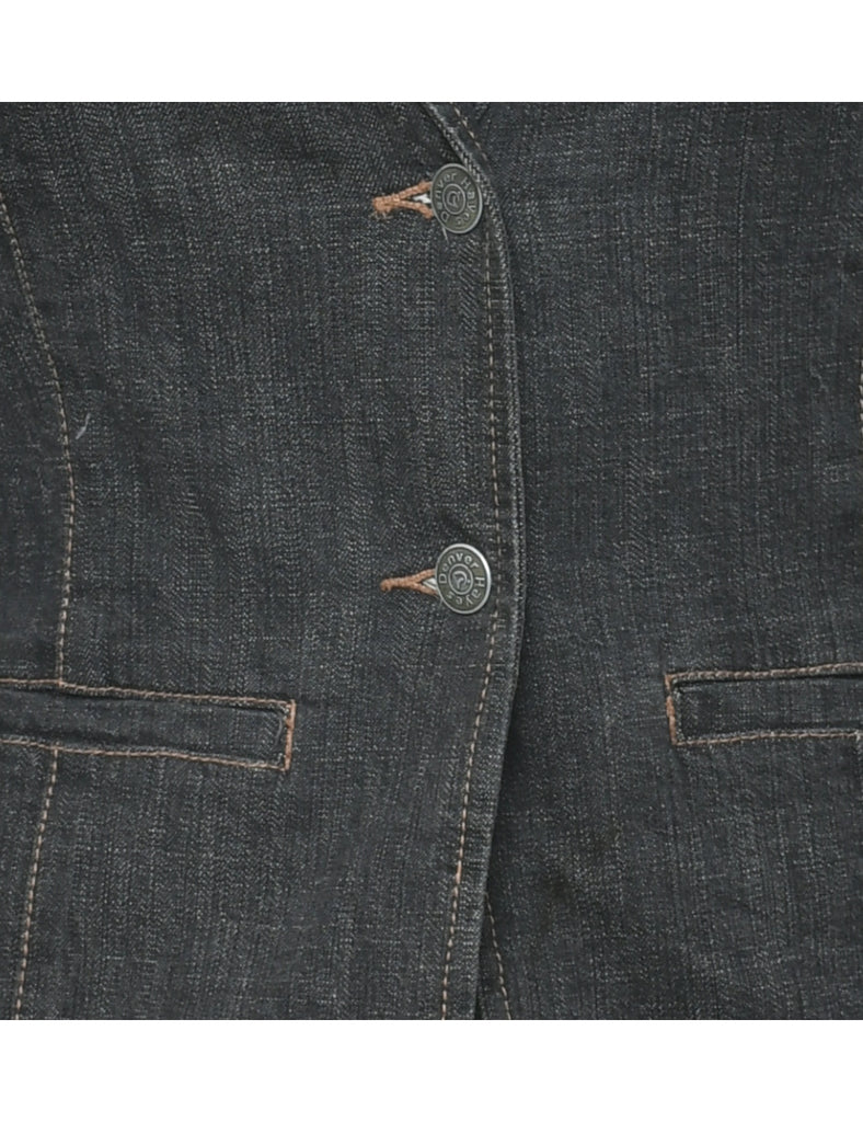 Black Denim Blazer Jacket - S