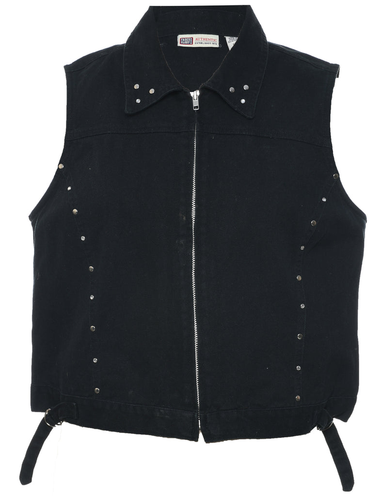 Black Denim Jacket Vest - L