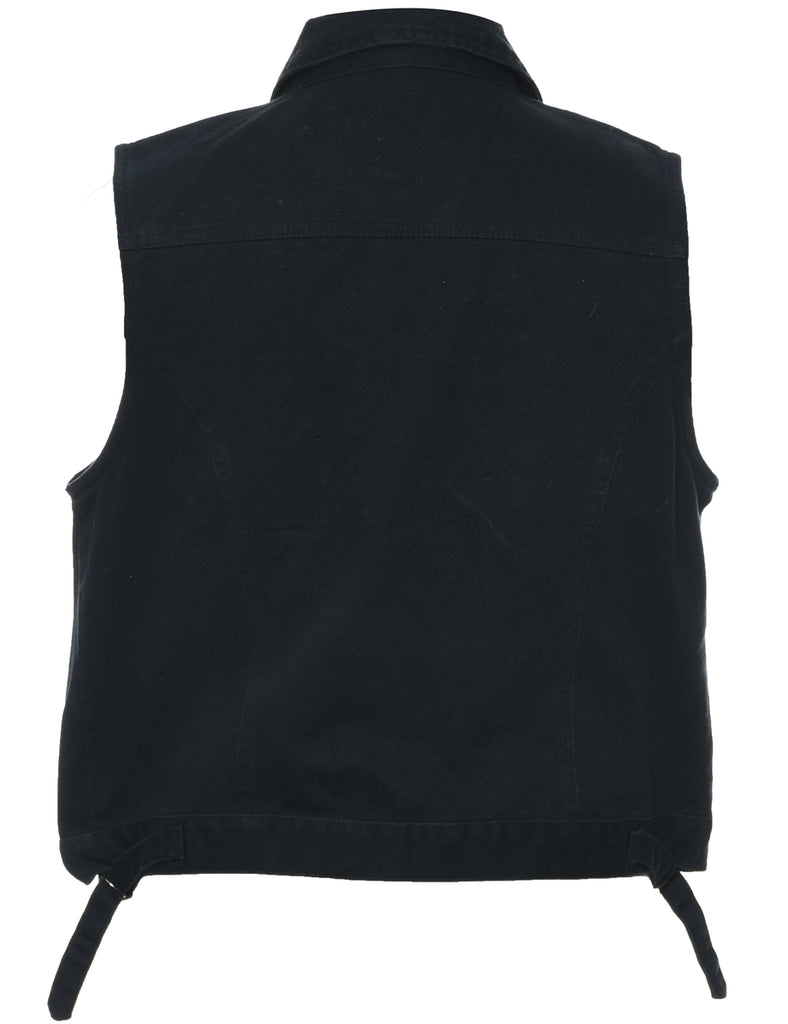 Black Denim Jacket Vest - L