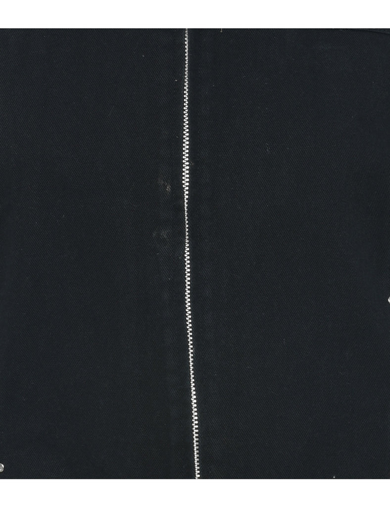 Black Denim Jacket Vest - L