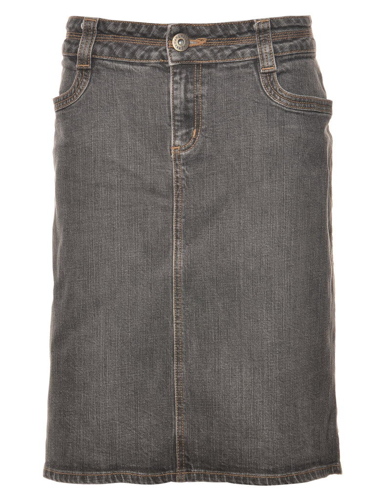 Black Denim Skirt - L