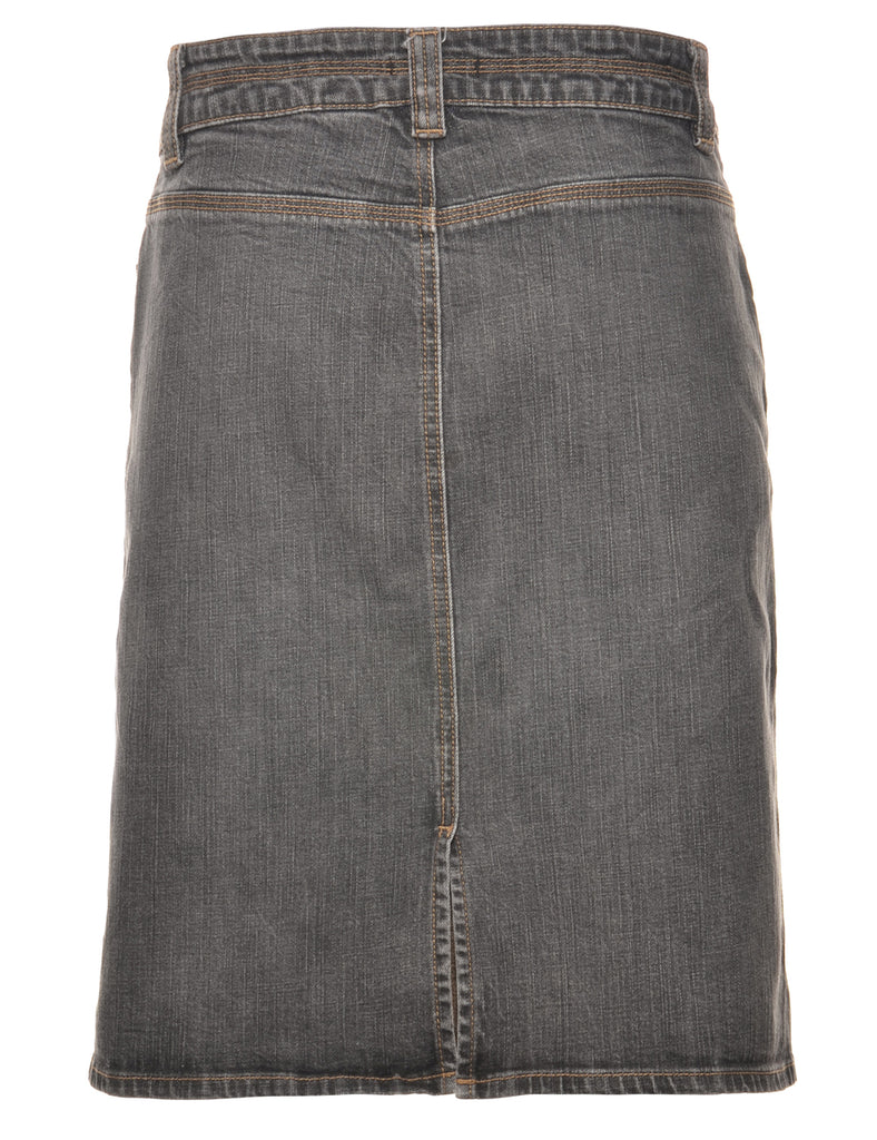 Black Denim Skirt - L