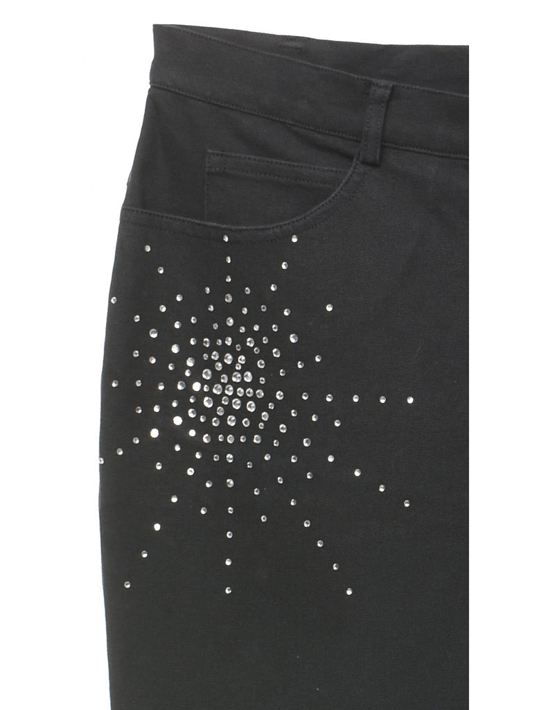 Black Diamonte Detail Jeans - W32 L32