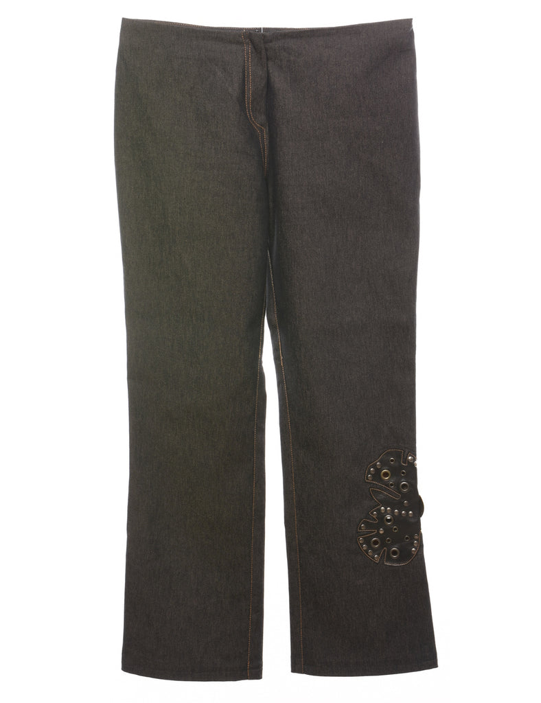 Black Embellished Straight-Fit Y2K Jeans - W32 L28