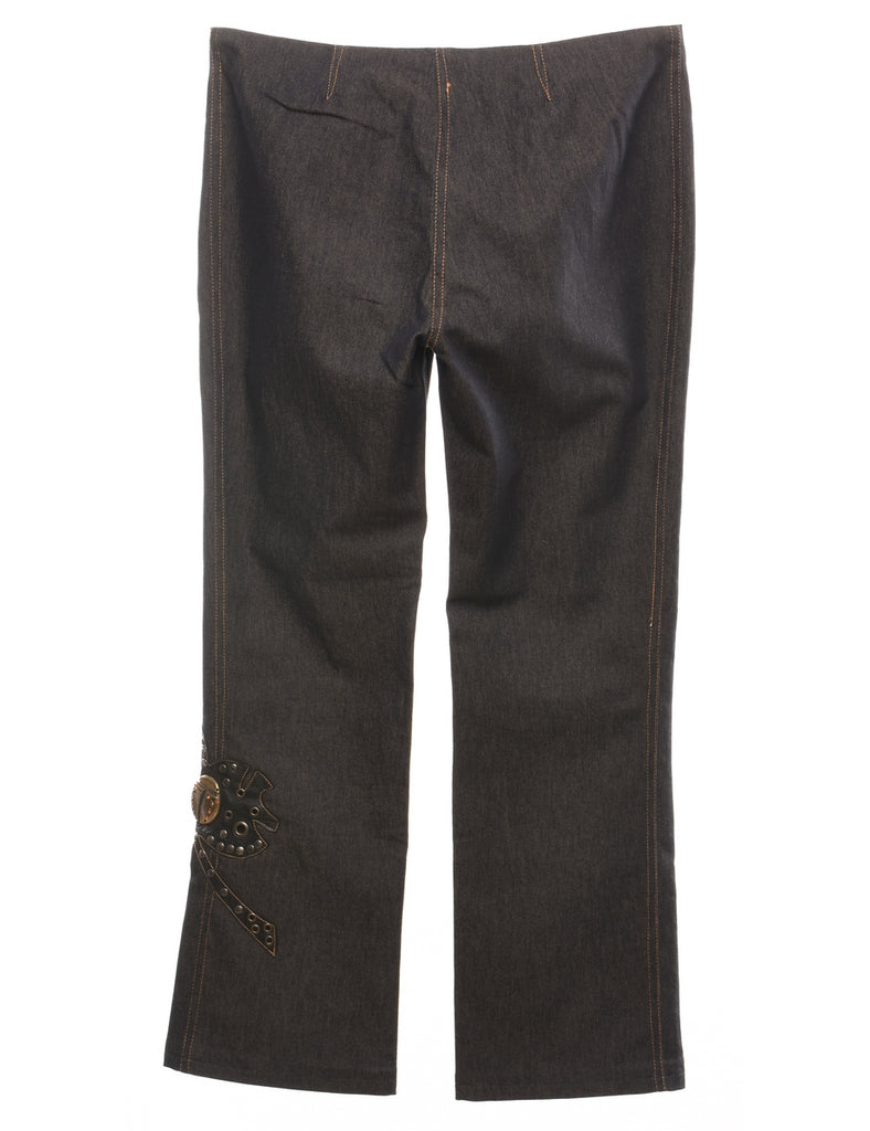 Black Embellished Straight-Fit Y2K Jeans - W32 L28